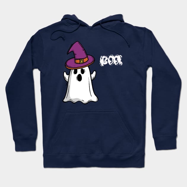 Boo Witch Hat Ghost Hoodie by Dizzyland